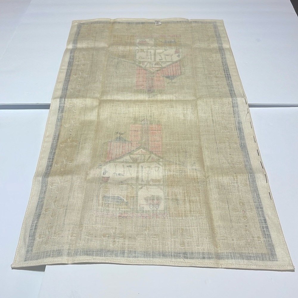Luther Trains - Vintage Linen Tea Towel - farm, barn, cow - Size l6” X 29” - Picture 2 of 7
